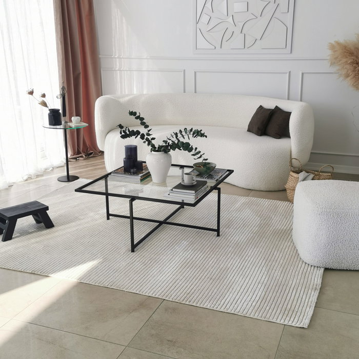 Hanah Home Sun S409 Mesa de Centro de Cristal Templado Negro